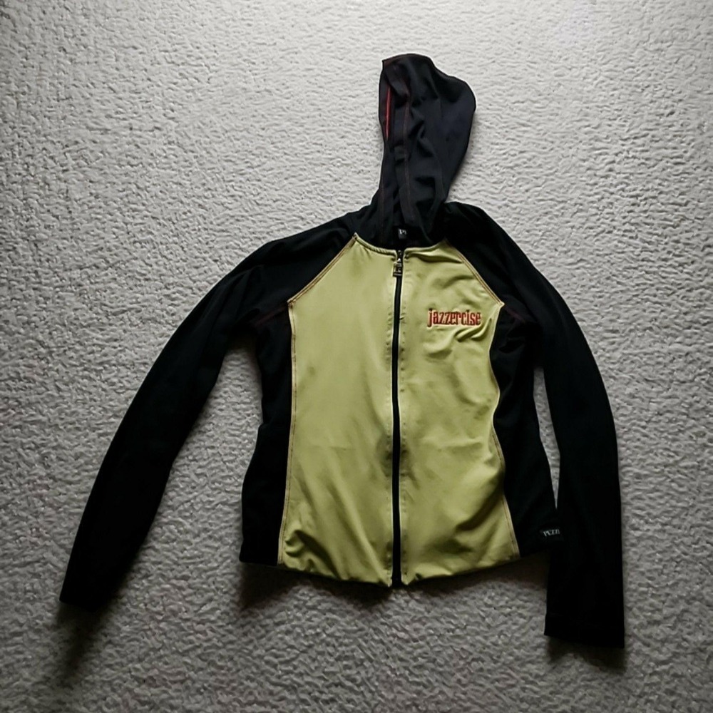 Pezzi Jacket Womens Small Black Colorblock Hooded Full Zip Jazzercise Track
